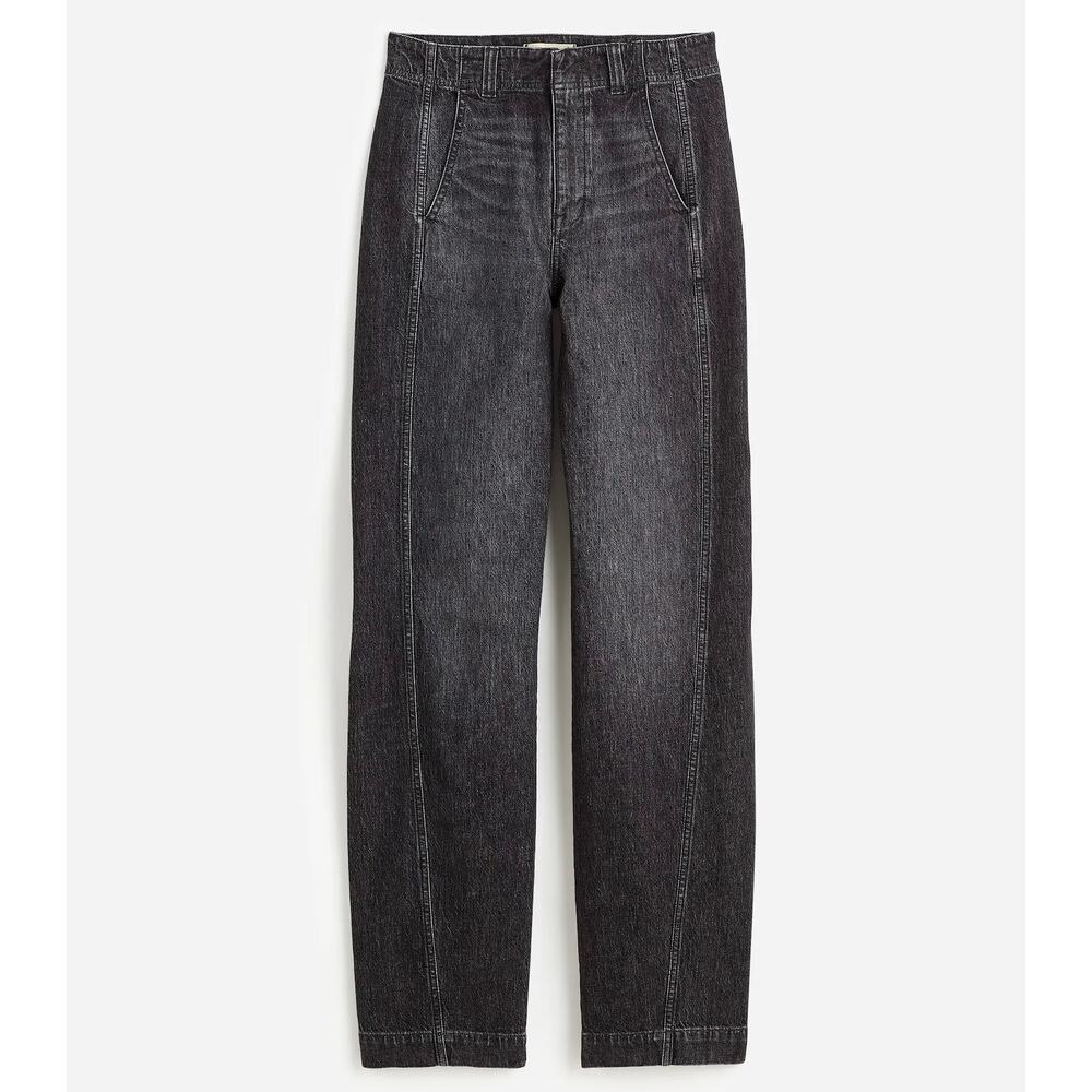 NWT Madewell Tapered Denim Trousers Black Wash Size 28 High Rise Wide Leg Jeans